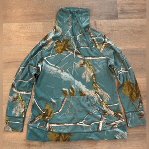 RealTree Northcrest Teal Blue Camo Waffle Knit Lightweight Hunting Sweatshirt
